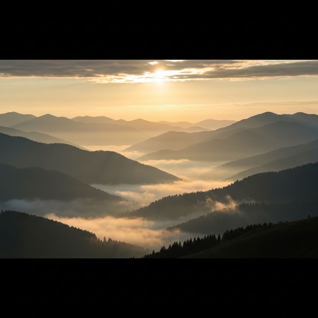 Mountain landscape at dawn